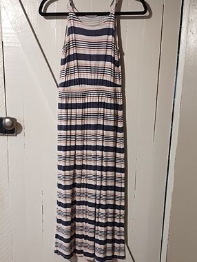 💥3/$5💥Cherokee Striped Navy, White and Peach Casual Dress Large(10-12) NWOT.
